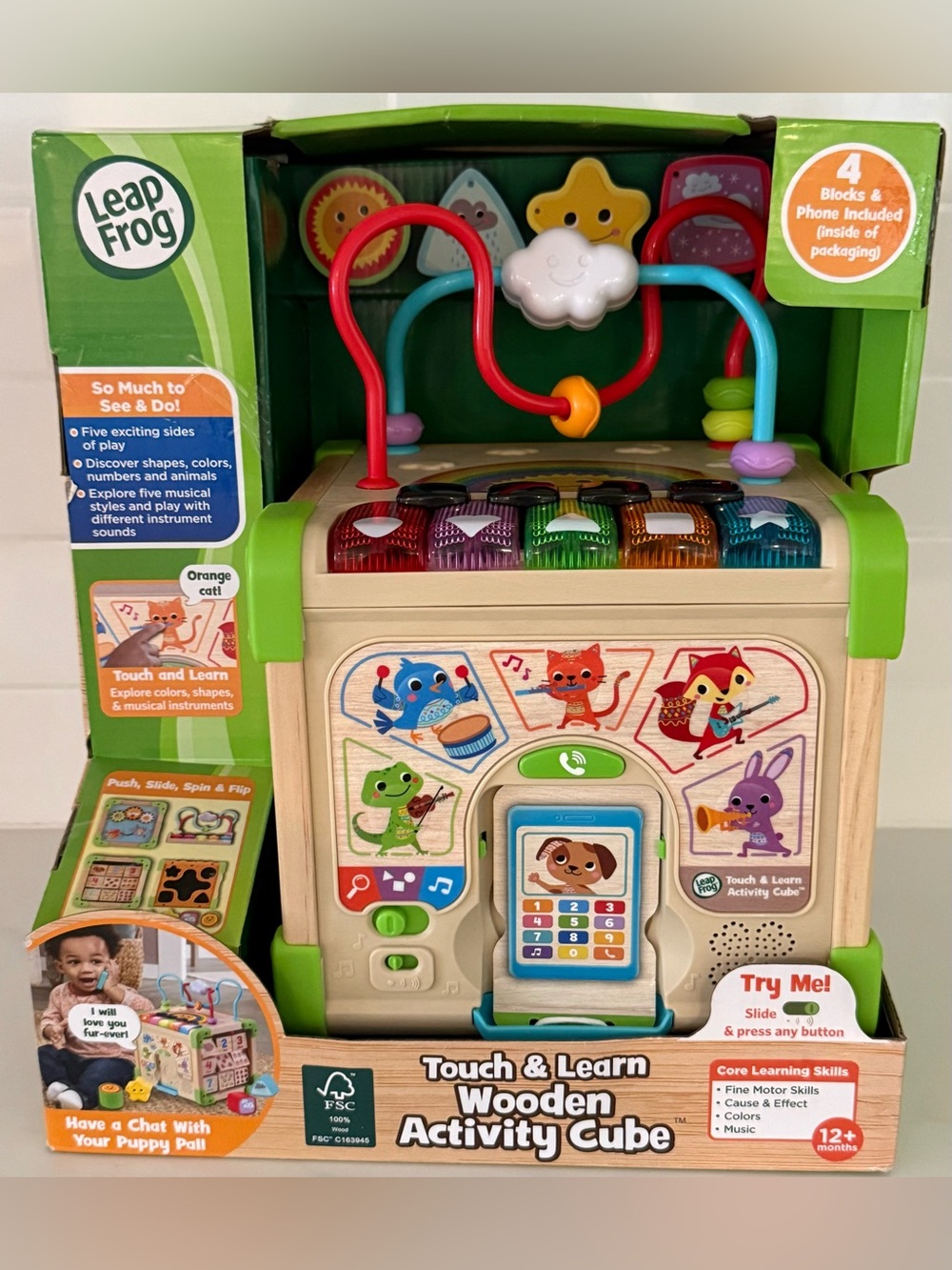 Leap Frog Touch & Learn Wooden Activity Cube - Multicolor